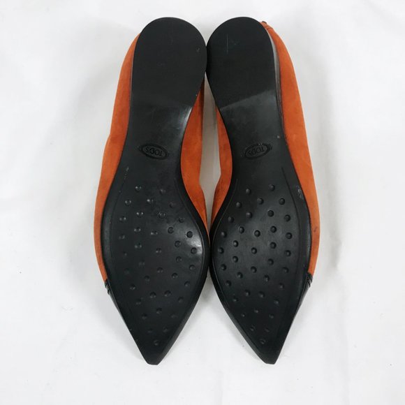Tods two tone ballet flats Pointy toe Black Patent Red suede - Picture 7 of 7